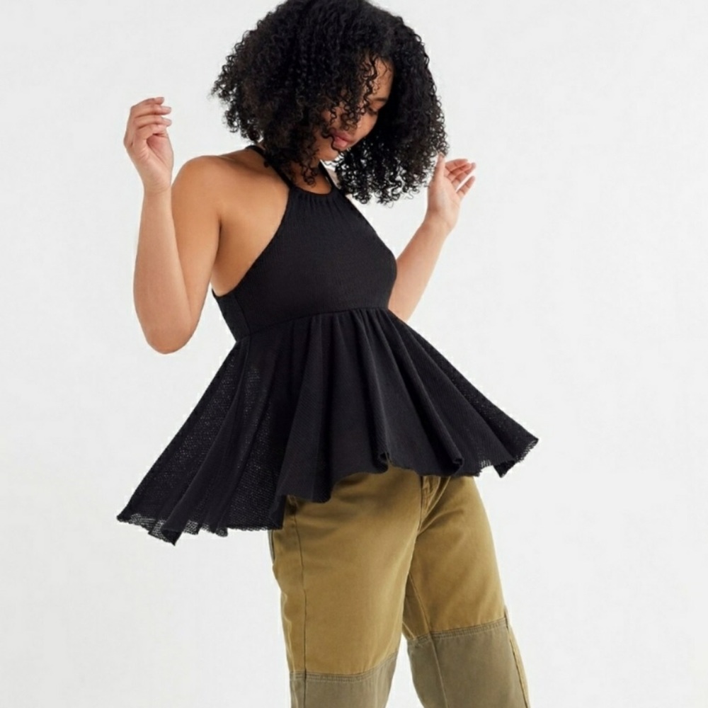 UO Clementine Thermal High-Neck Babydoll Tank Top